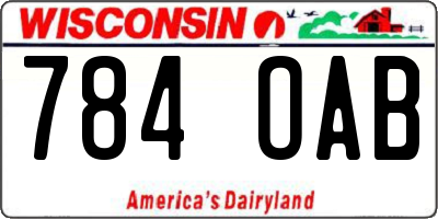 WI license plate 784OAB
