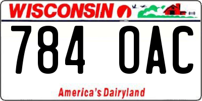 WI license plate 784OAC