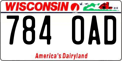 WI license plate 784OAD