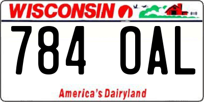 WI license plate 784OAL