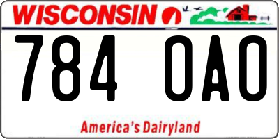 WI license plate 784OAO