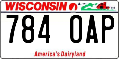 WI license plate 784OAP
