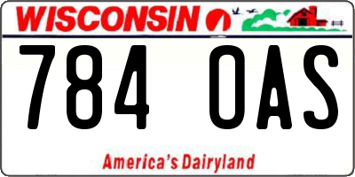 WI license plate 784OAS