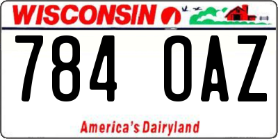 WI license plate 784OAZ