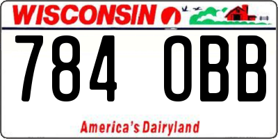 WI license plate 784OBB