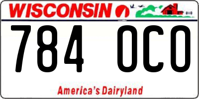 WI license plate 784OCO
