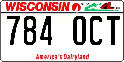WI license plate 784OCT