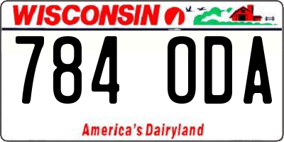 WI license plate 784ODA
