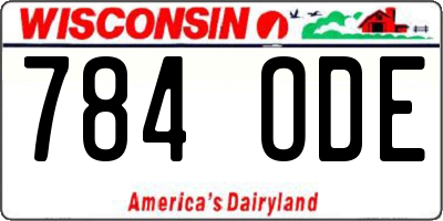 WI license plate 784ODE
