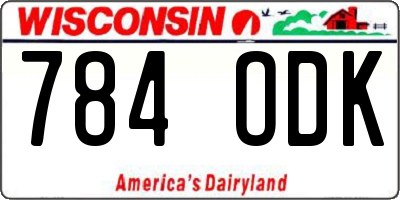 WI license plate 784ODK