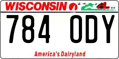 WI license plate 784ODY