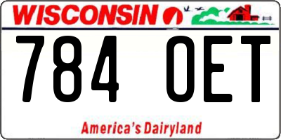 WI license plate 784OET