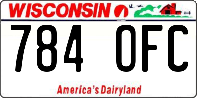 WI license plate 784OFC