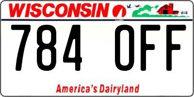 WI license plate 784OFF
