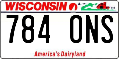 WI license plate 784ONS