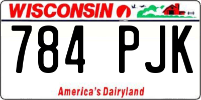 WI license plate 784PJK