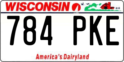 WI license plate 784PKE