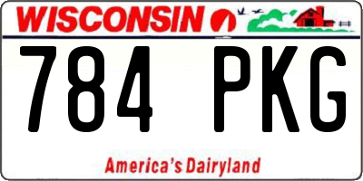 WI license plate 784PKG