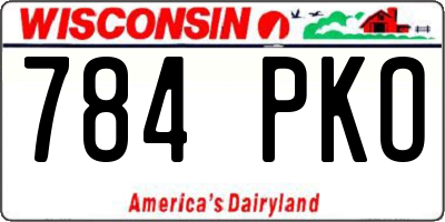 WI license plate 784PKO