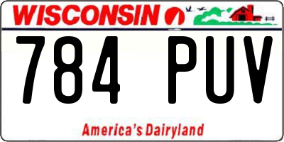 WI license plate 784PUV