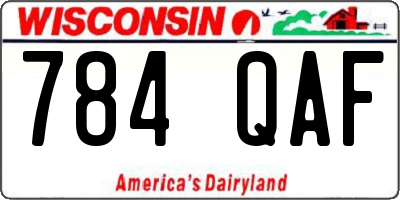 WI license plate 784QAF