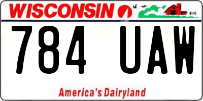 WI license plate 784UAW