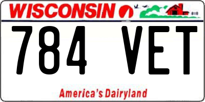 WI license plate 784VET