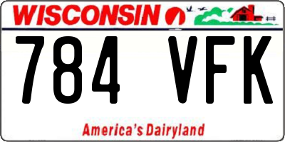 WI license plate 784VFK