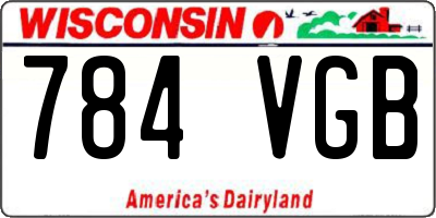 WI license plate 784VGB