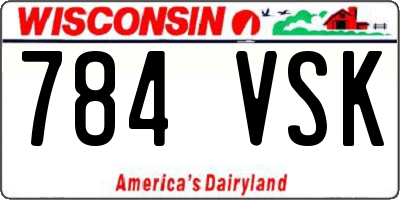 WI license plate 784VSK