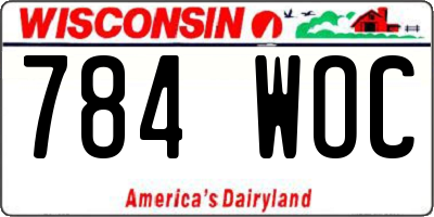 WI license plate 784WOC