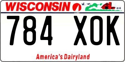 WI license plate 784XOK