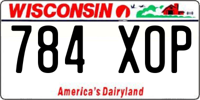 WI license plate 784XOP