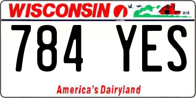 WI license plate 784YES
