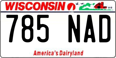 WI license plate 785NAD
