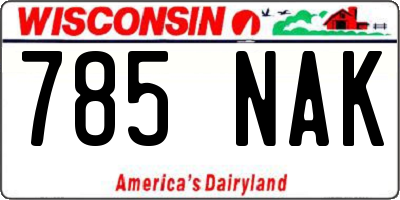 WI license plate 785NAK