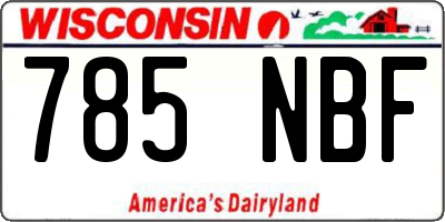 WI license plate 785NBF