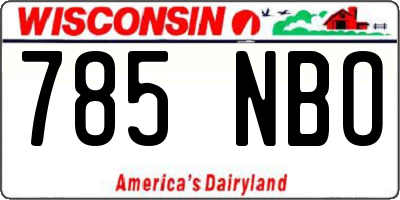 WI license plate 785NBO