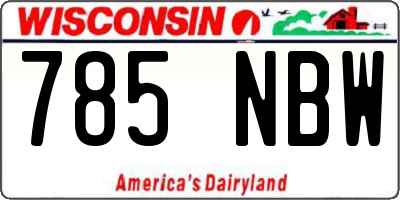 WI license plate 785NBW