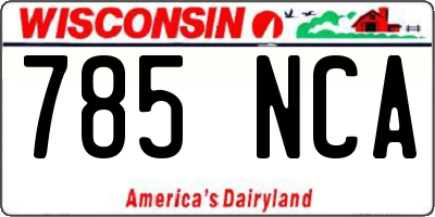 WI license plate 785NCA