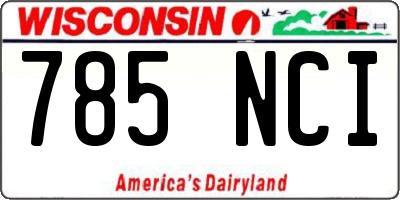 WI license plate 785NCI