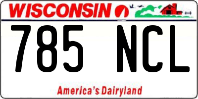 WI license plate 785NCL