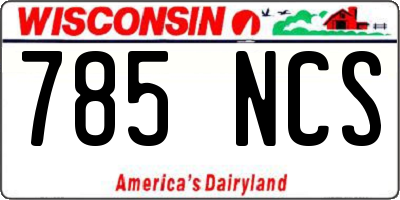 WI license plate 785NCS