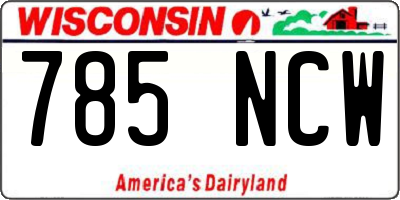 WI license plate 785NCW