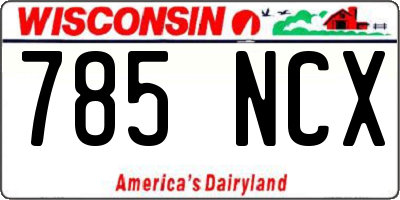 WI license plate 785NCX