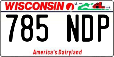 WI license plate 785NDP