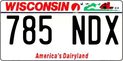 WI license plate 785NDX