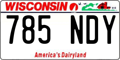 WI license plate 785NDY