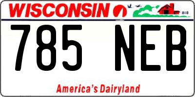 WI license plate 785NEB