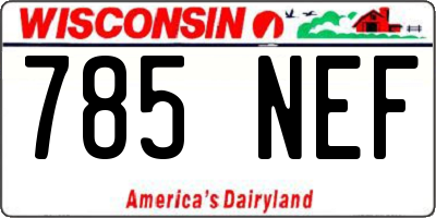 WI license plate 785NEF